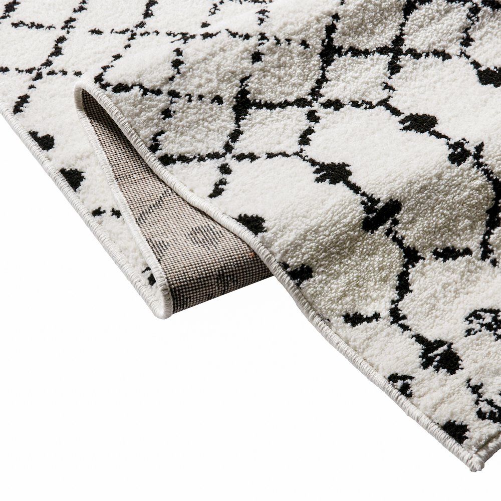 Geometric Bohemian Low Pile Rug - 8' x 10' - Ivory/Black. Picture 8