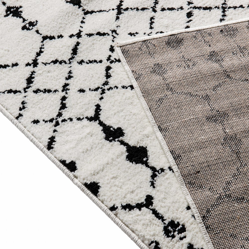 Geometric Bohemian Low Pile Rug - 8' x 10' - Ivory/Black. Picture 9