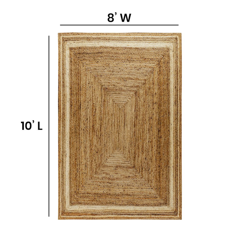 Natural Fiber Jute Area Rug 8' x 10' - Braided Jute Rug - Natural Area Rugs. Picture 4