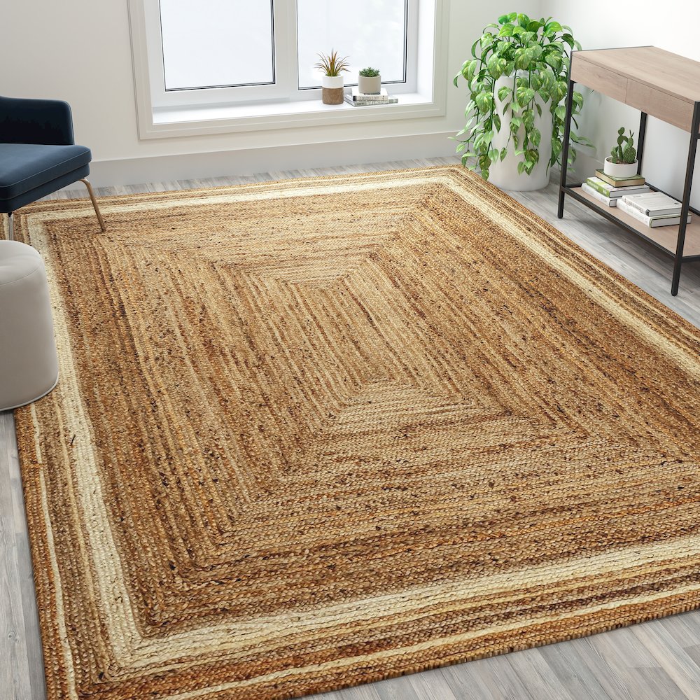 Natural Fiber Jute Area Rug 8' x 10' - Braided Jute Rug - Natural Area Rugs. Picture 2