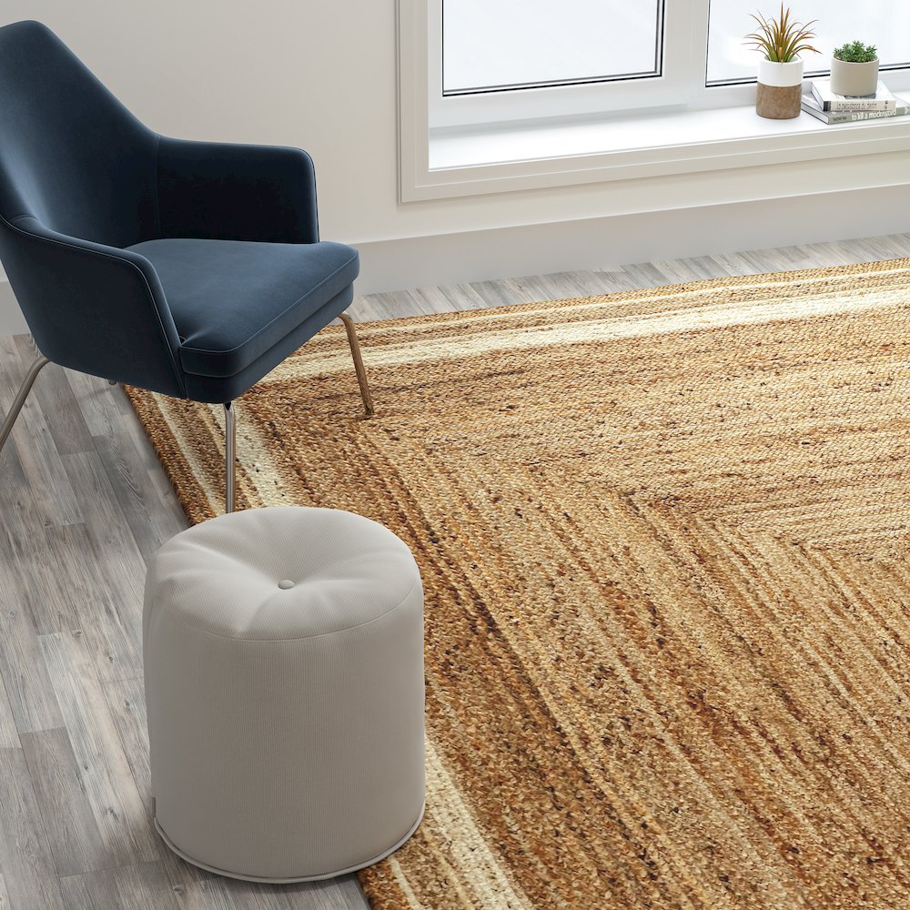 Natural Fiber Jute Area Rug 8' x 10' - Braided Jute Rug - Natural Area Rugs. Picture 5
