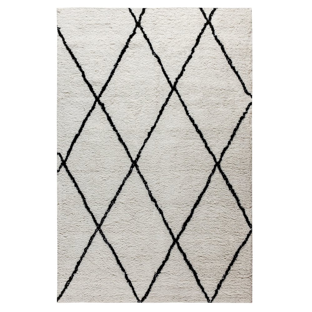Shag Style Diamond Trellis Area Rug - 5' x 7' - Ivory. Picture 1