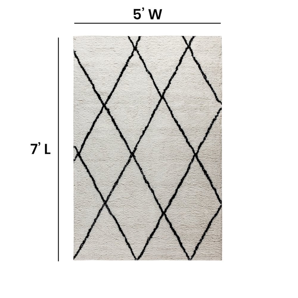 Shag Style Diamond Trellis Area Rug - 5' x 7' - Ivory. Picture 4