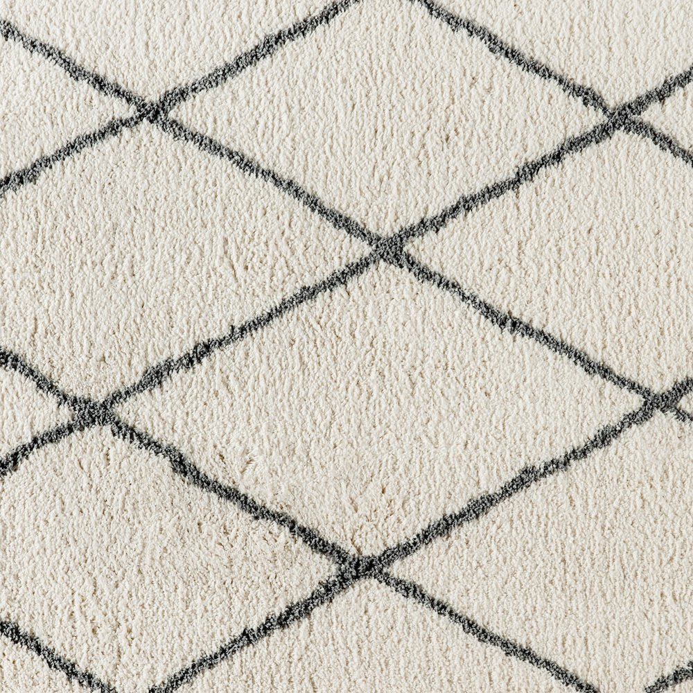 Shag Style Diamond Trellis Area Rug - 5' x 7' - Ivory/Gray Polyester (PET). Picture 7