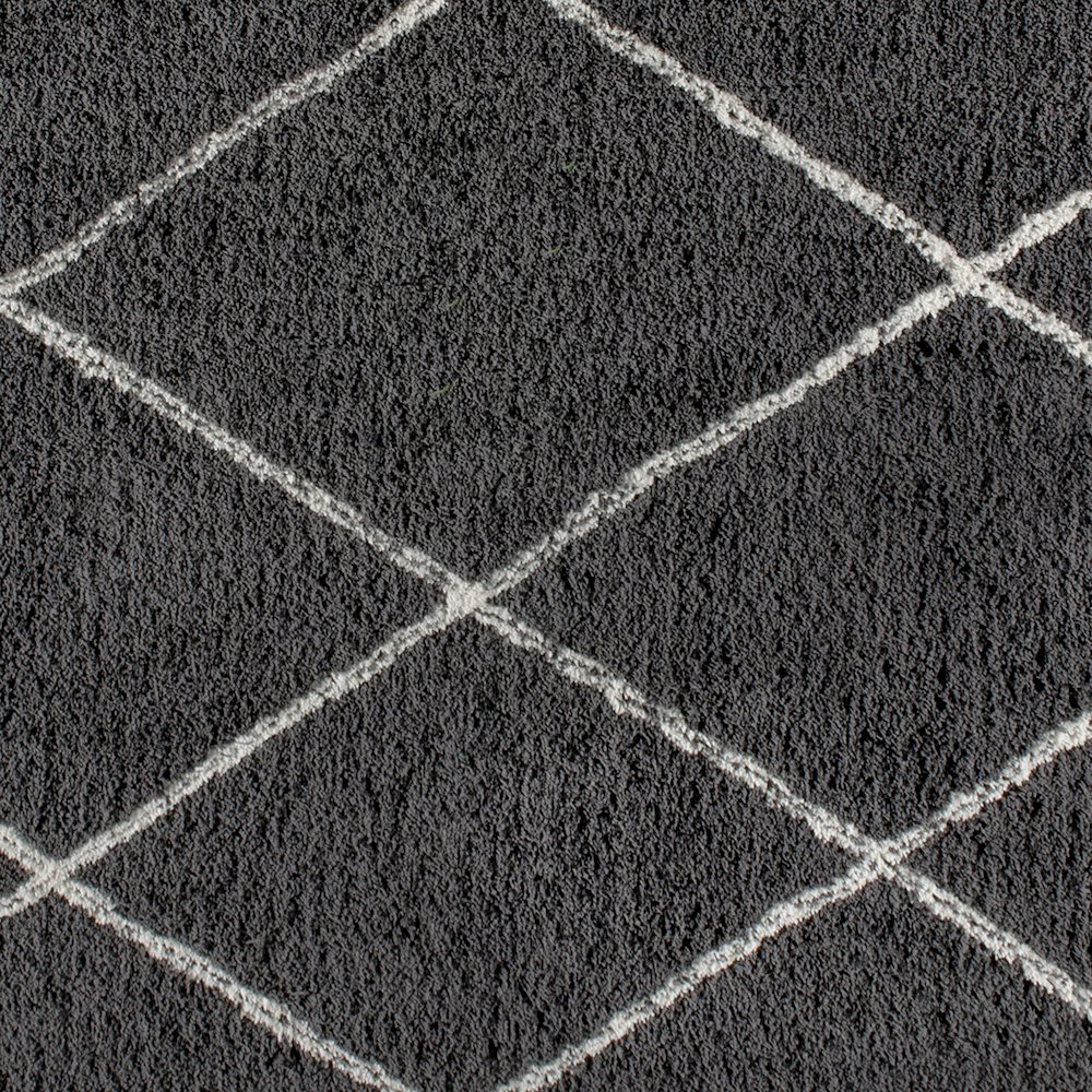 Shag Style Diamond Trellis Area Rug - 8' x 10' - Charcoal/Ivory Polyester (PET). Picture 7