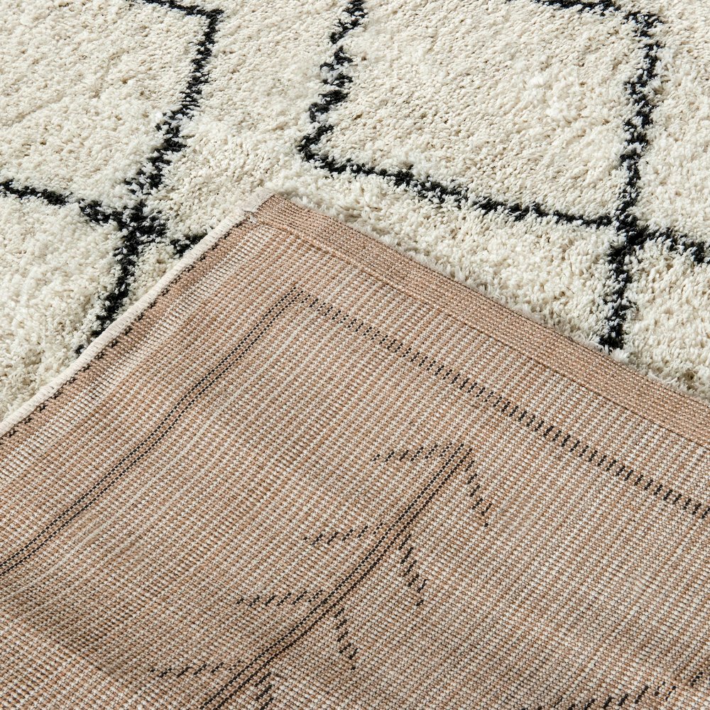 Geometric Style Bohemian Shag Area Rug - 5' x 7' - Ivory. Picture 6