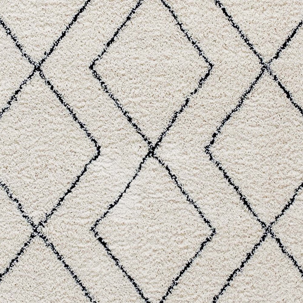 Geometric Style Bohemian Shag Area Rug - 5' x 7' - Ivory. Picture 8