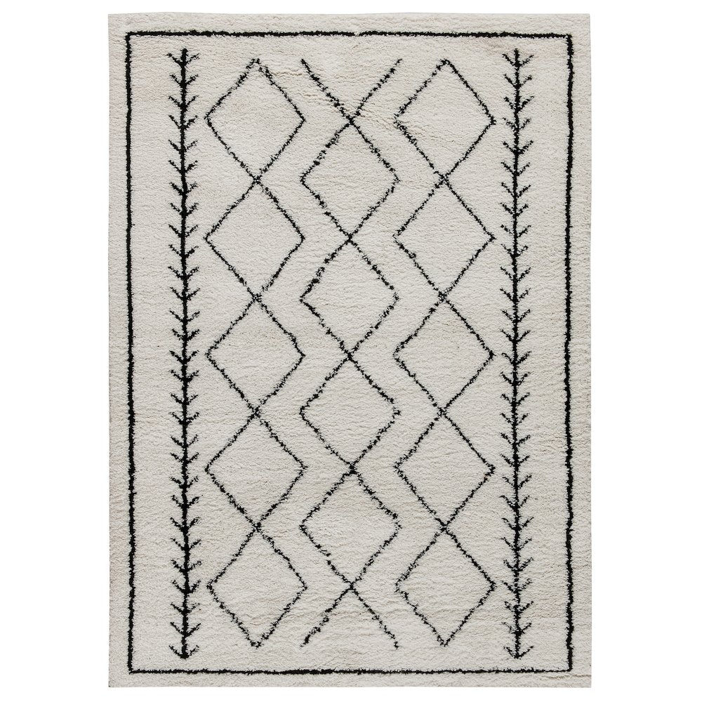 Geometric Style Bohemian Shag Area Rug - 8' x 10' - Ivory. Picture 1