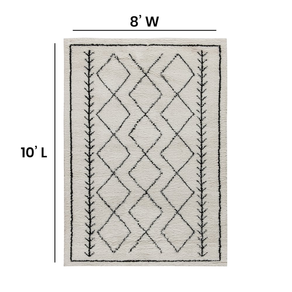 Geometric Style Bohemian Shag Area Rug - 8' x 10' - Ivory. Picture 4