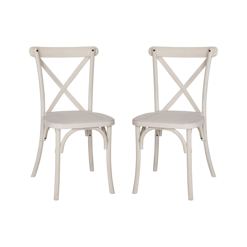 2-pack Advantage White Resin X-Back Chair. Picture 1