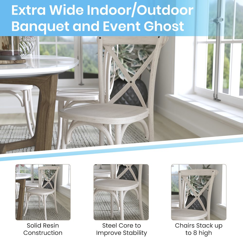 2-pack Advantage White Resin X-Back Chair. Picture 4