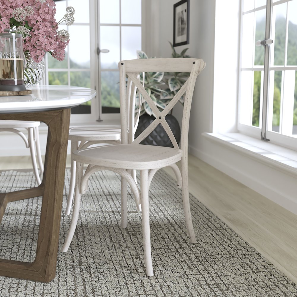 2-pack Advantage White Resin X-Back Chair. Picture 3