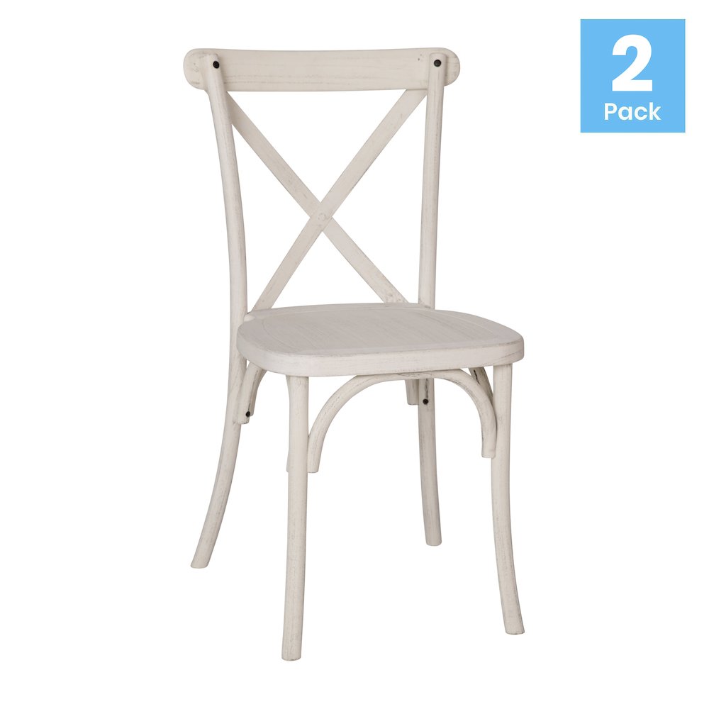 2-pack Advantage White Resin X-Back Chair. Picture 2