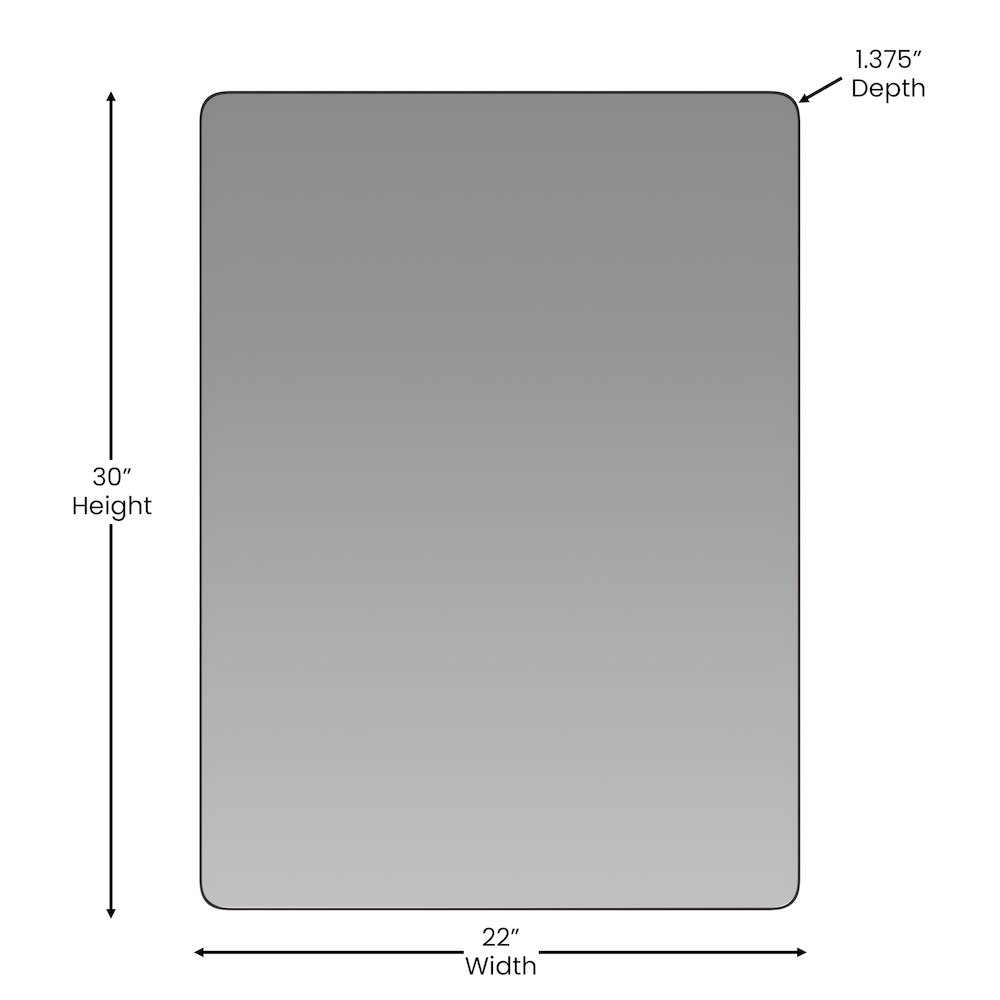 22" x 30" Decorative Wall Mirror - Rounded Corners, Black. Picture 5
