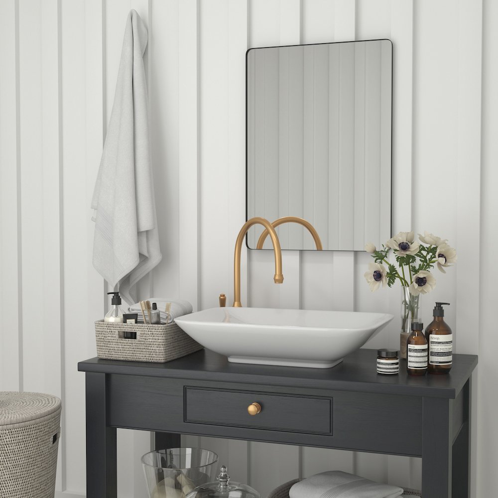 22" x 30" Decorative Wall Mirror - Rounded Corners, Black. Picture 6