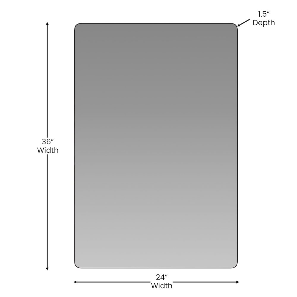 24" x 36" Decorative Wall Mirror - Rounded Corners, Black. Picture 5