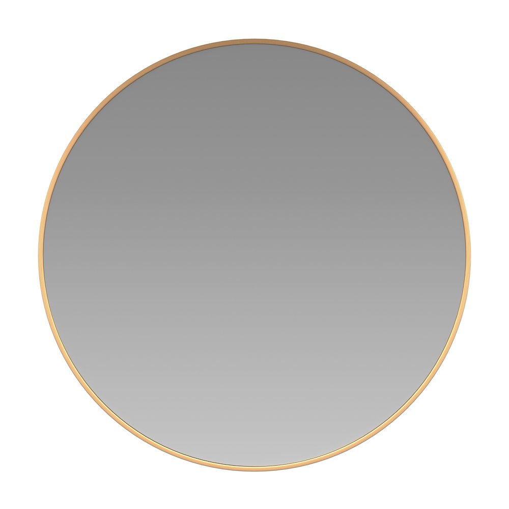 20" Round Gold Metal Framed Wall Mirror. Picture 1