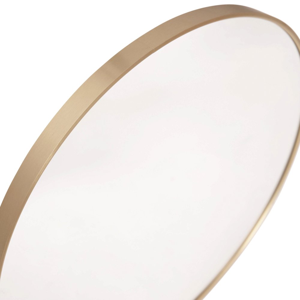 20" Round Gold Metal Framed Wall Mirror. Picture 10