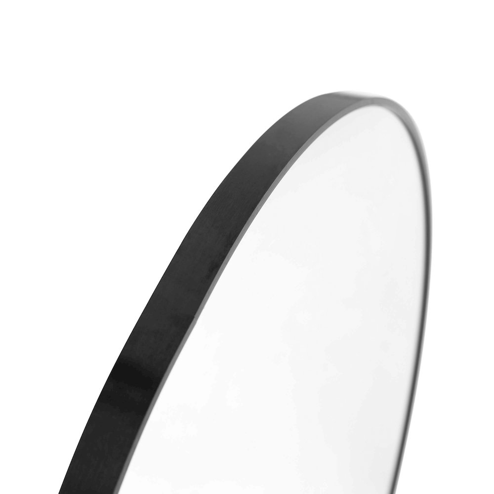 30" Round Black Metal Framed Wall Mirror. Picture 9