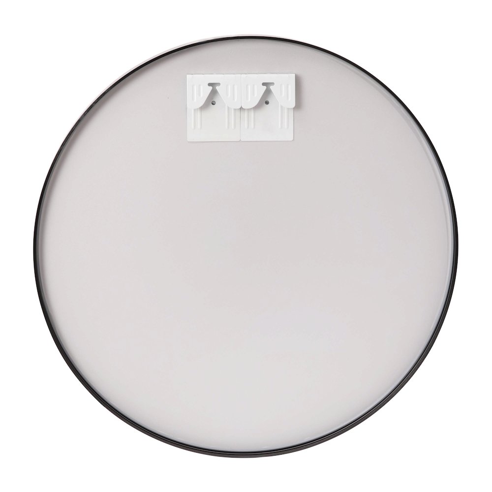30" Round Black Metal Framed Wall Mirror. Picture 7