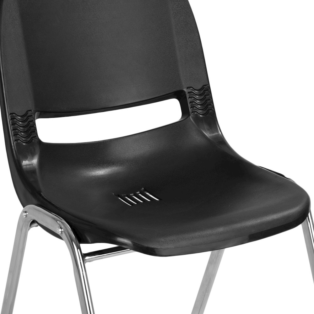 661 lb. Capacity Black Shell Stack Chair with Chrome Frame and 16'' Seat Height. Picture 11