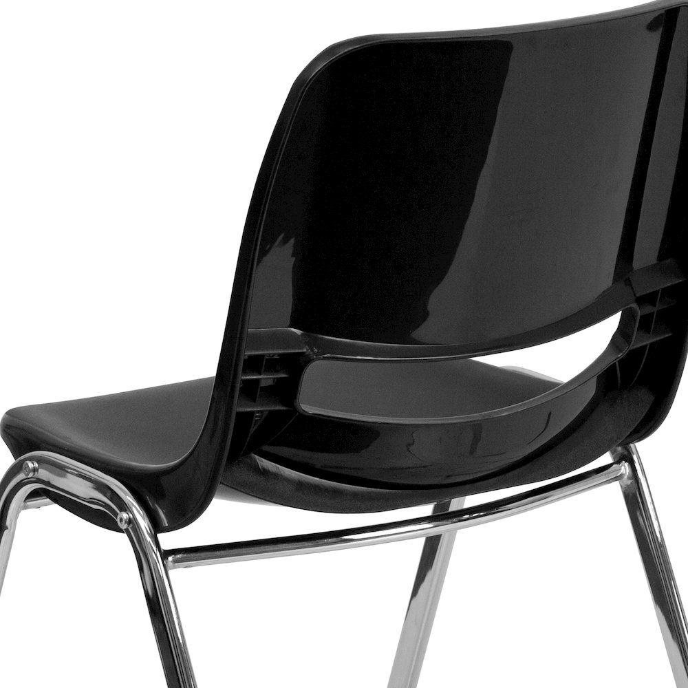 661 lb. Capacity Black Shell Stack Chair with Chrome Frame and 16'' Seat Height. Picture 10