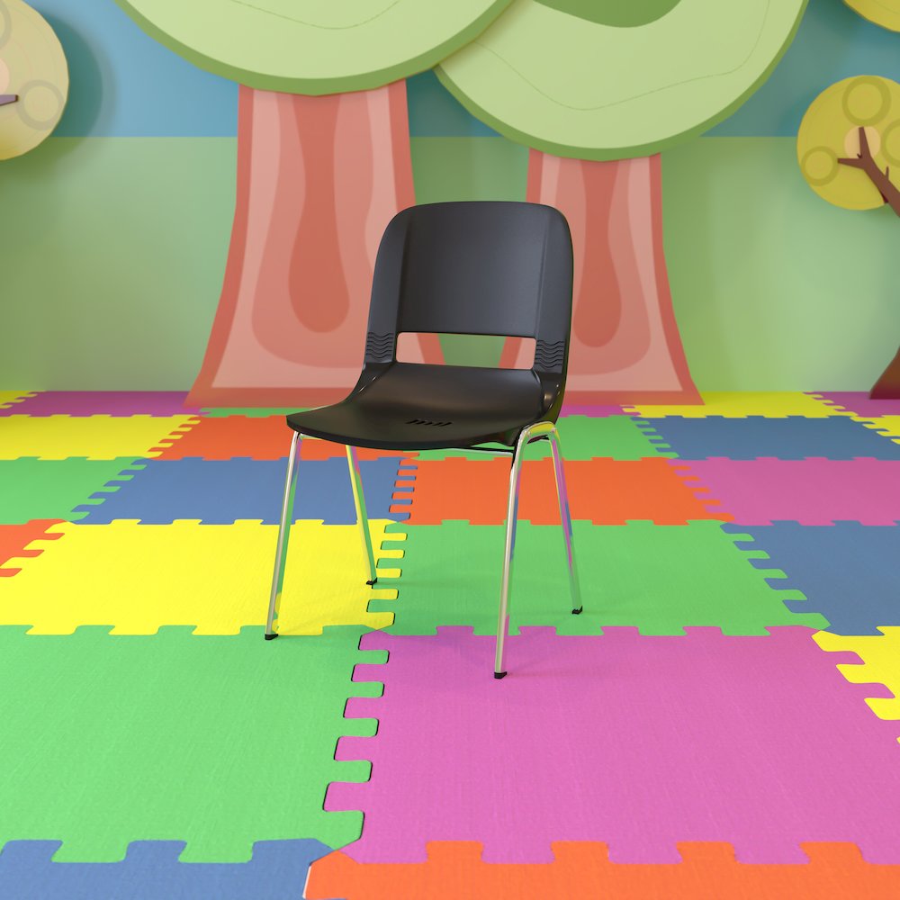661 lb. Capacity Black Shell Stack Chair with Chrome Frame and 16'' Seat Height. Picture 2