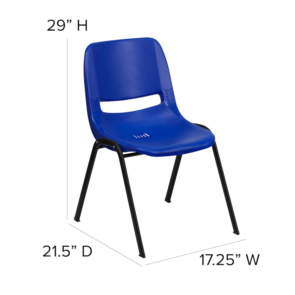 661 lb. Capacity Navy Shell Stack Chair with Black Frame and 16'' Seat Height. Picture 5