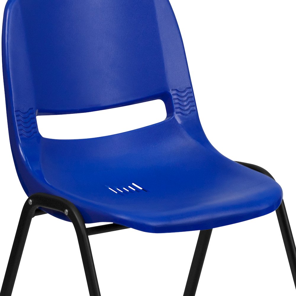 661 lb. Capacity Navy Shell Stack Chair with Black Frame and 16'' Seat Height. Picture 11