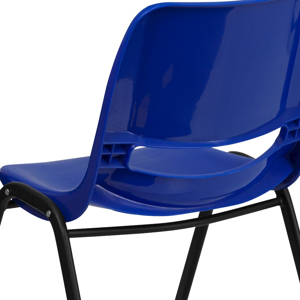 661 lb. Capacity Navy Shell Stack Chair with Black Frame and 16'' Seat Height. Picture 10