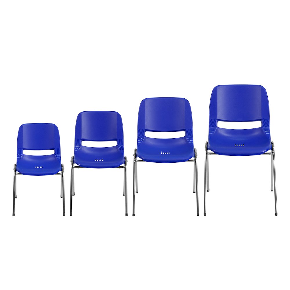 661 lb. Capacity Navy Shell Stack Chair with Chrome Frame and 16'' Seat Height. Picture 8