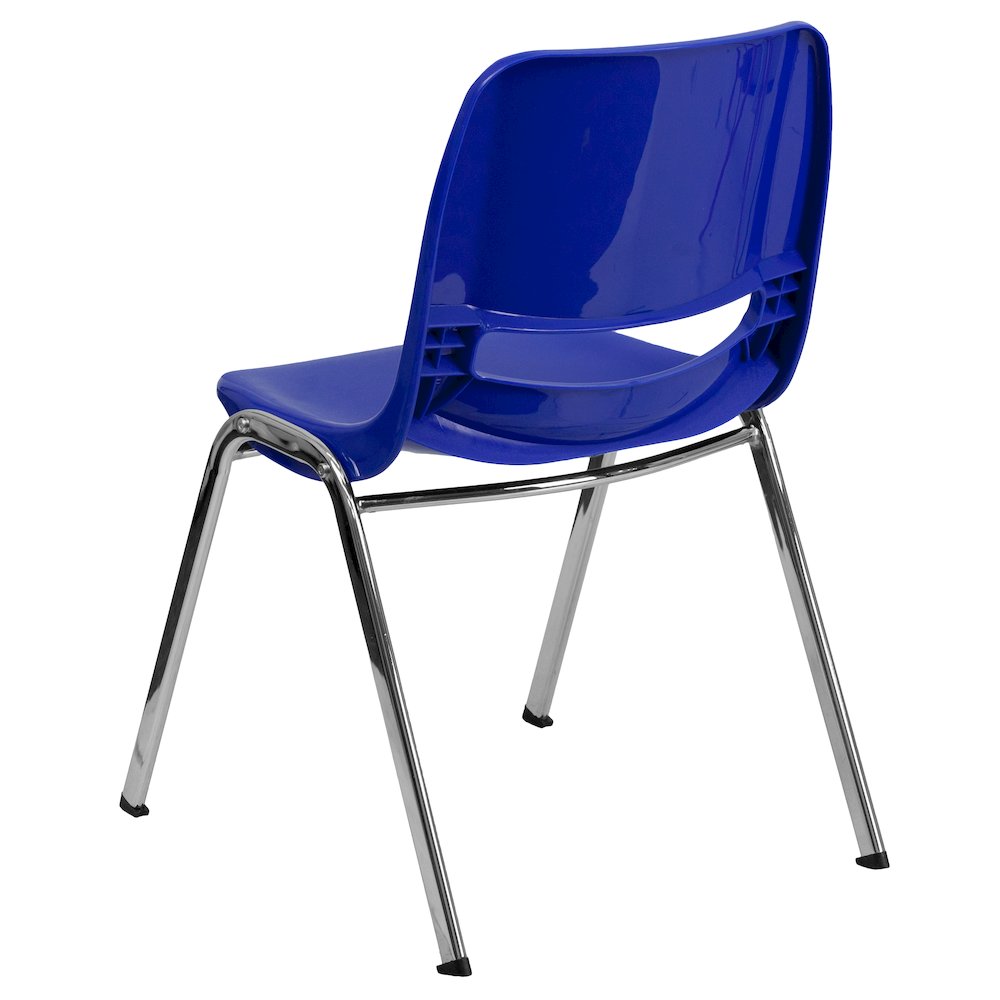 661 lb. Capacity Navy Shell Stack Chair with Chrome Frame and 16'' Seat Height. Picture 7