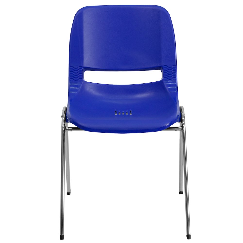 661 lb. Capacity Navy Shell Stack Chair with Chrome Frame and 16'' Seat Height. Picture 10