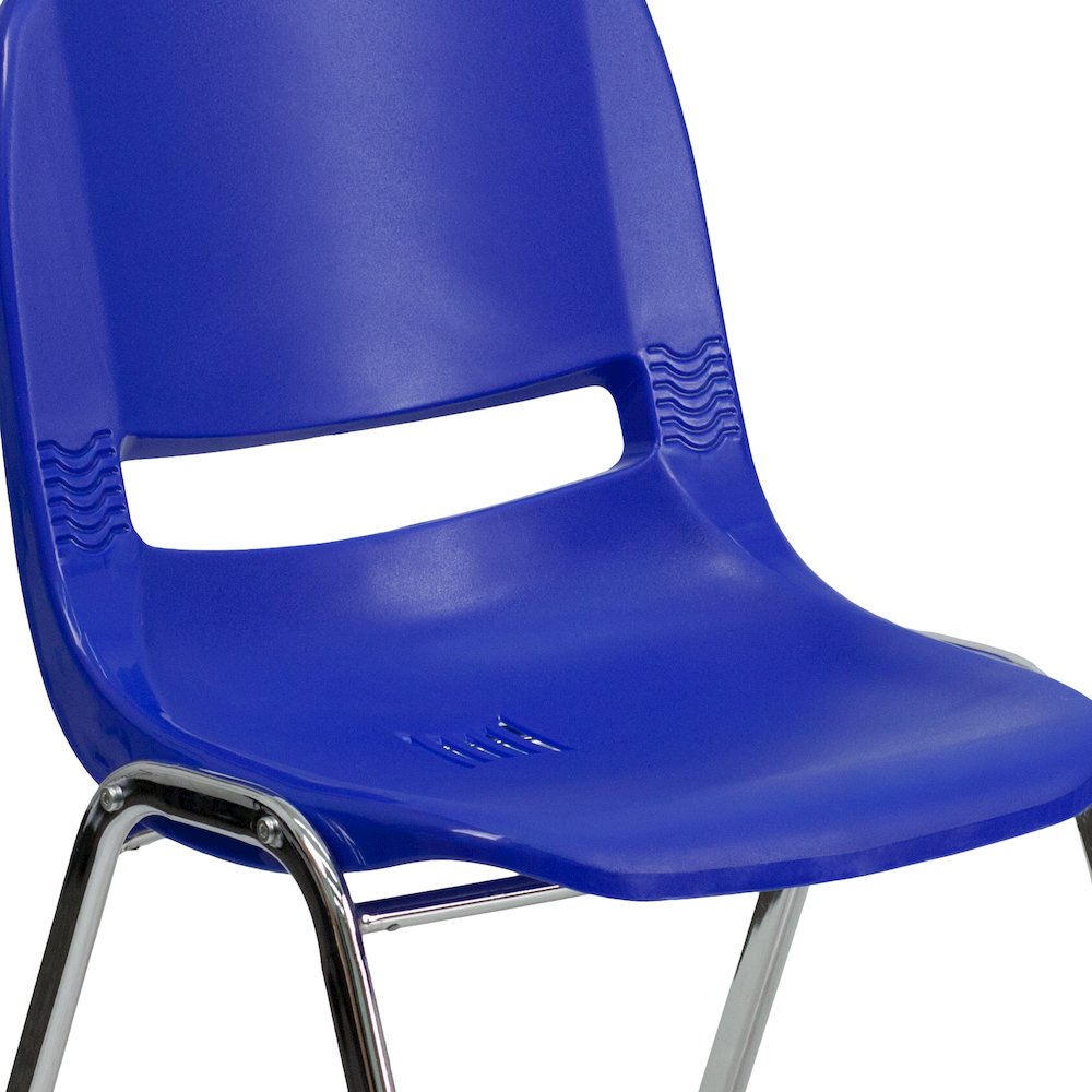 661 lb. Capacity Navy Shell Stack Chair with Chrome Frame and 16'' Seat Height. Picture 12