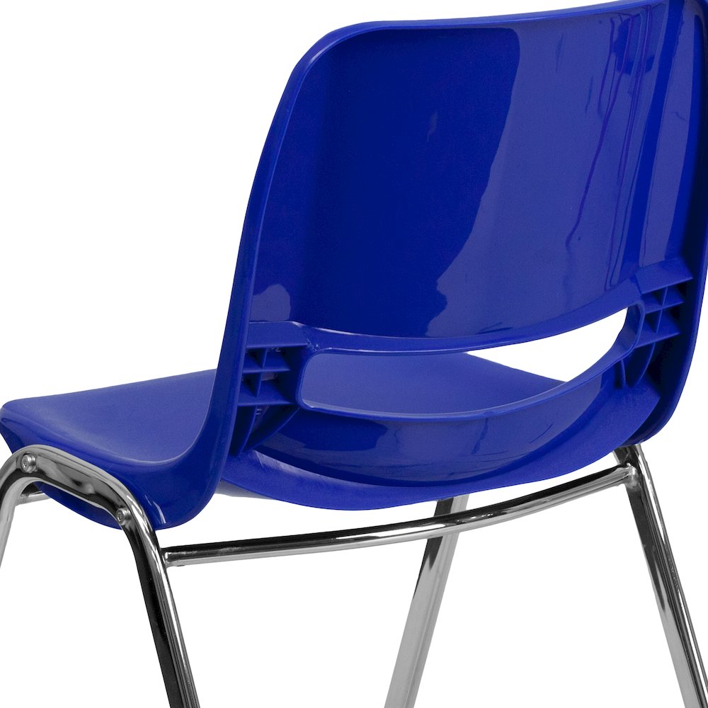 661 lb. Capacity Navy Shell Stack Chair with Chrome Frame and 16'' Seat Height. Picture 11