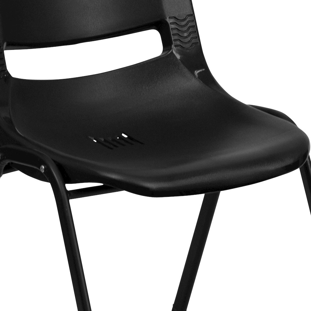 661 lb. Capacity Black Shell Stack Chair with Black Frame and 16'' Seat Height. Picture 12