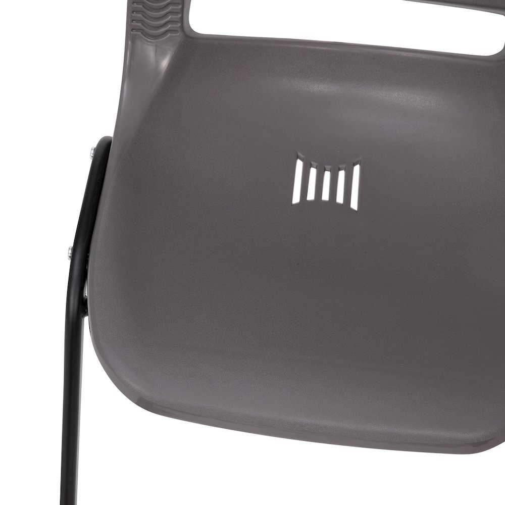 661 lb. Capacity Gray Shell Stack Chair with Black Frame and 16'' Seat Height. Picture 9