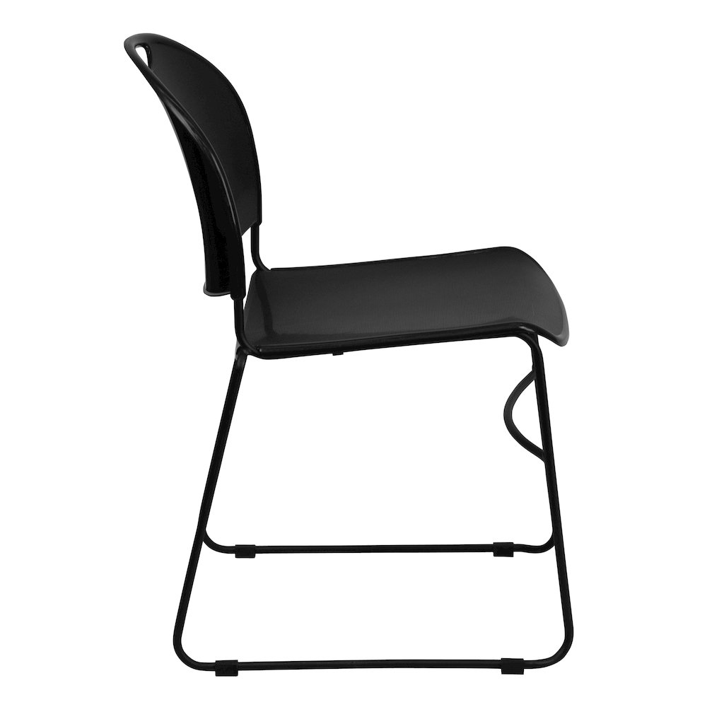 880 lb. Capacity Black Ultra-Compact Stack Chair with Black Powder Coated Frame. Picture 8