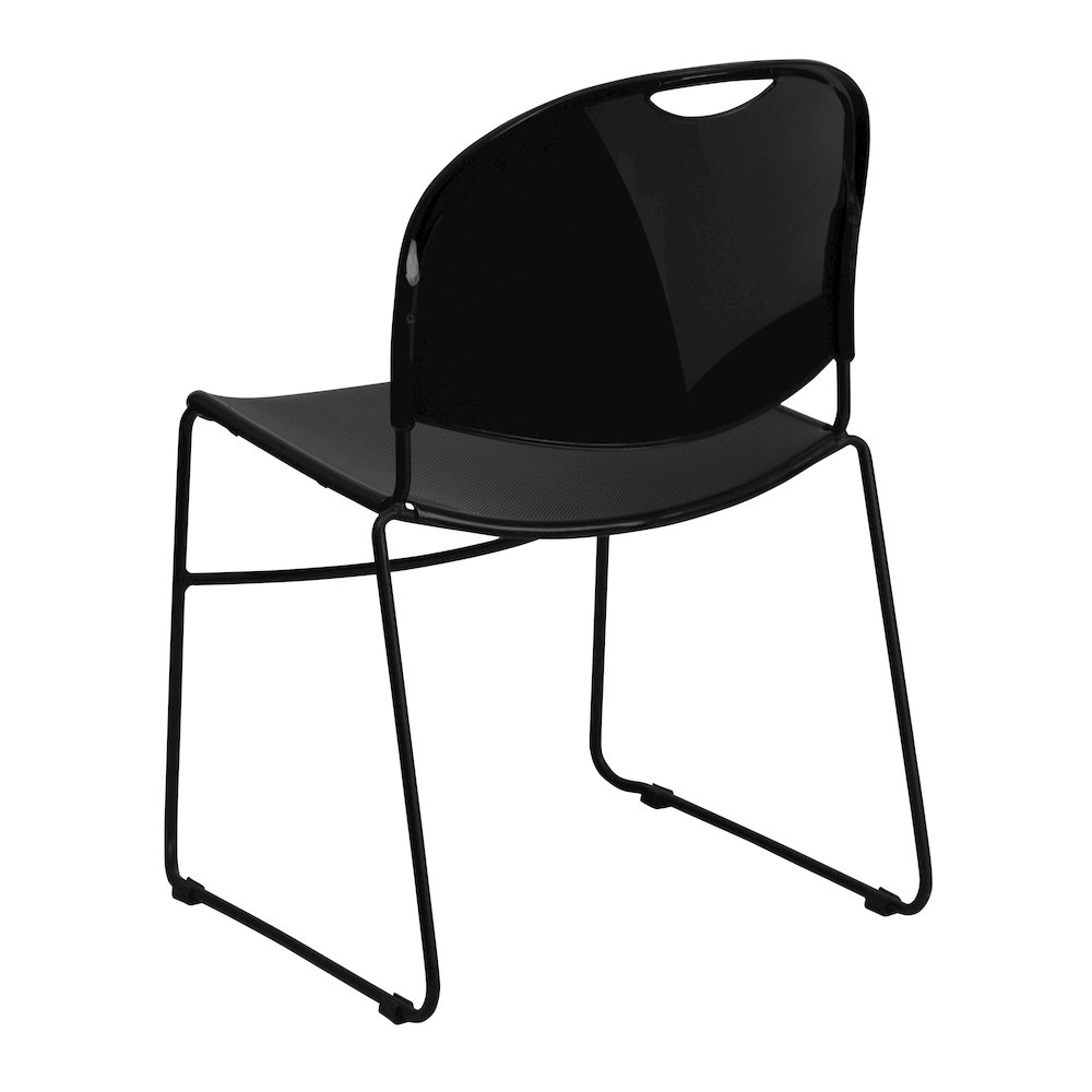 880 lb. Capacity Black Ultra-Compact Stack Chair with Black Powder Coated Frame. Picture 6