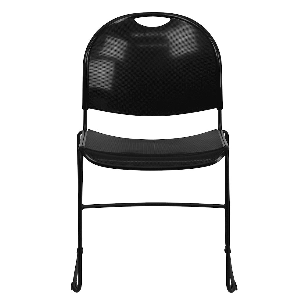 880 lb. Capacity Black Ultra-Compact Stack Chair with Black Powder Coated Frame. Picture 9