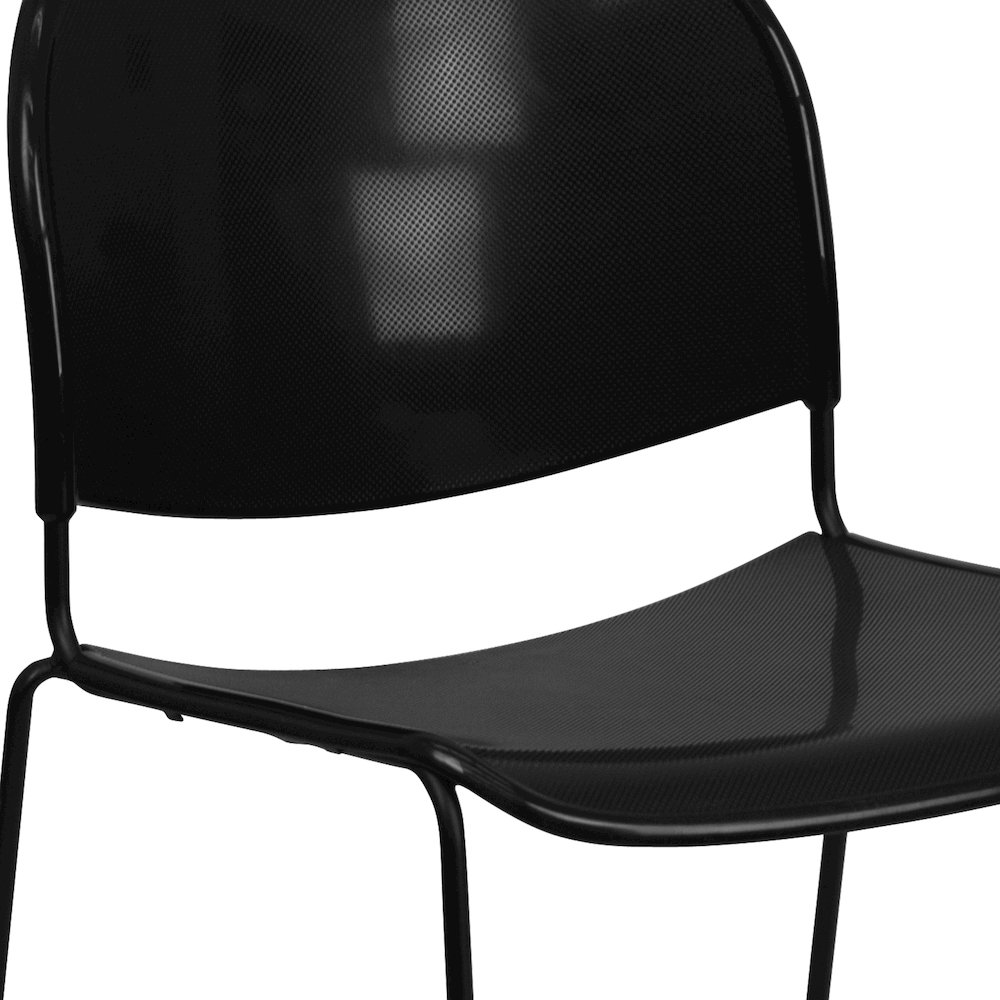 880 lb. Capacity Black Ultra-Compact Stack Chair with Black Powder Coated Frame. Picture 11