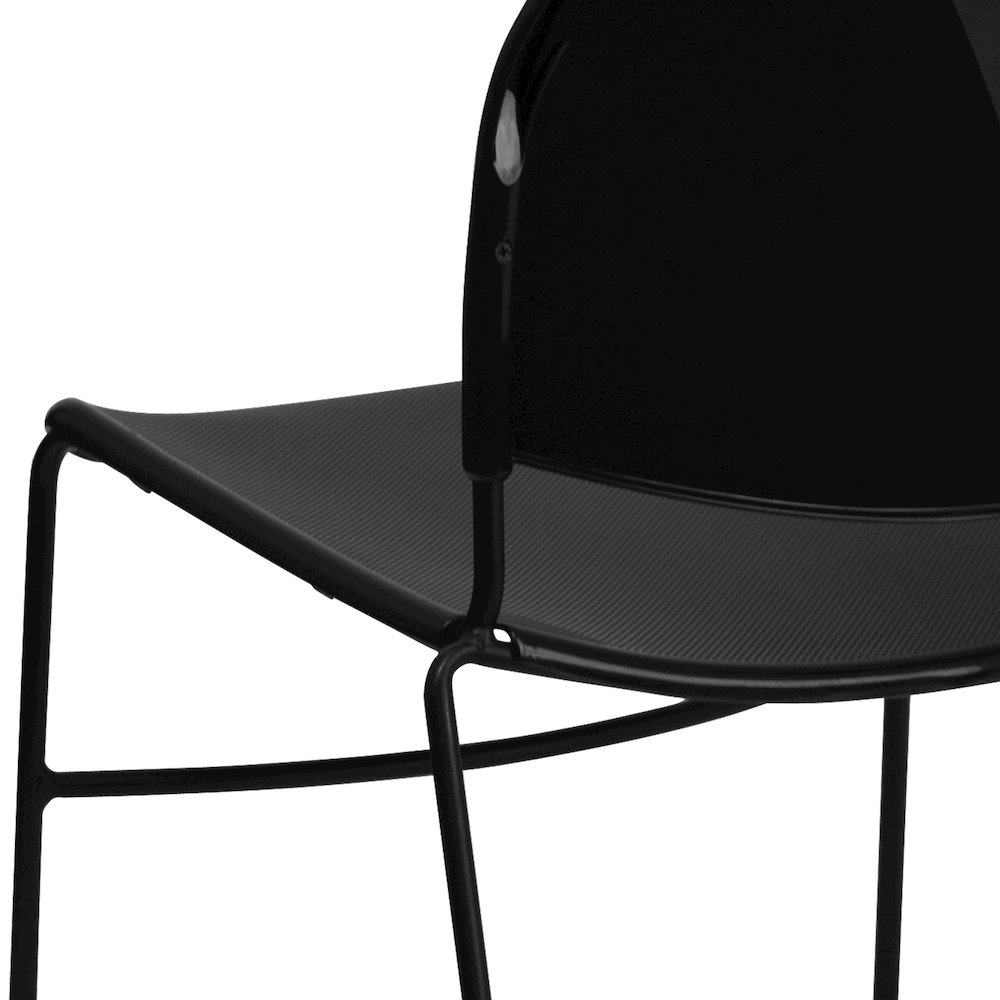 880 lb. Capacity Black Ultra-Compact Stack Chair with Black Powder Coated Frame. Picture 10