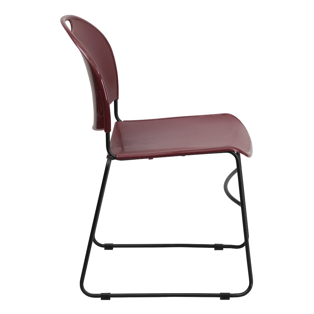Burgundy Ultra-Compact Stack Chair with Black Powder Coated Frame. Picture 9