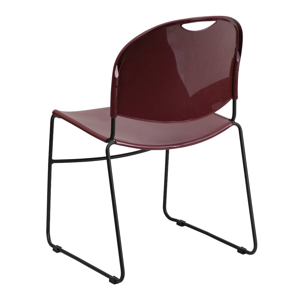 Burgundy Ultra-Compact Stack Chair with Black Powder Coated Frame. Picture 7