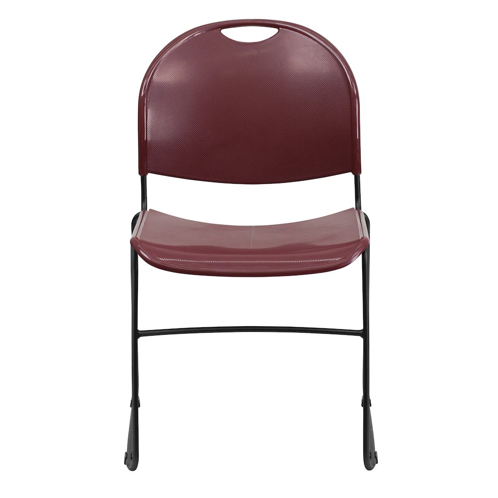 Burgundy Ultra-Compact Stack Chair with Black Powder Coated Frame. Picture 10