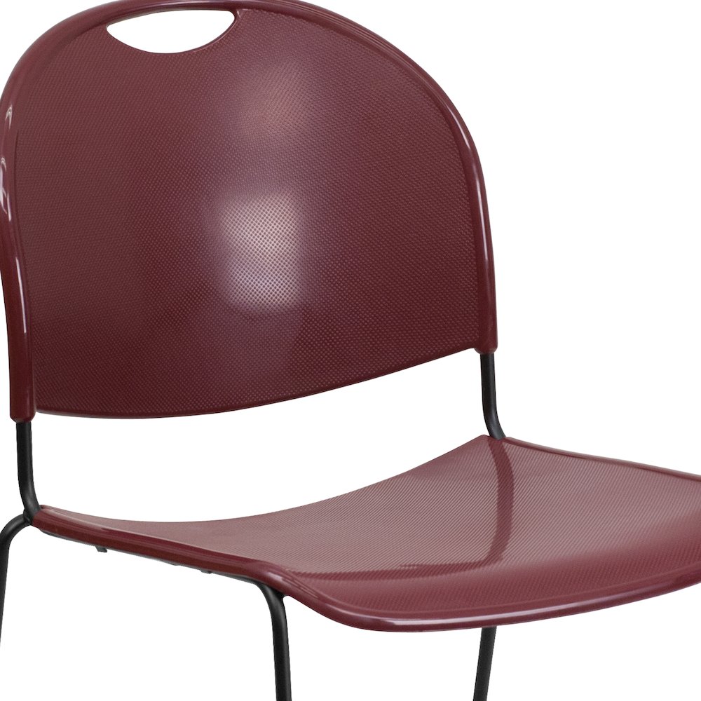 Burgundy Ultra-Compact Stack Chair with Black Powder Coated Frame. Picture 11
