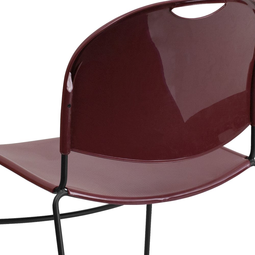 Burgundy Ultra-Compact Stack Chair with Black Powder Coated Frame. Picture 8