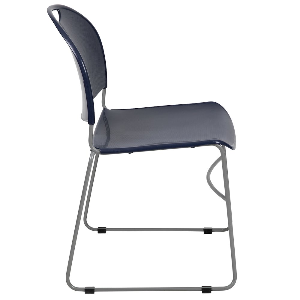 880 lb. Capacity Navy Ultra-Compact Stack Chair with Silver Powder Coated Frame. Picture 9