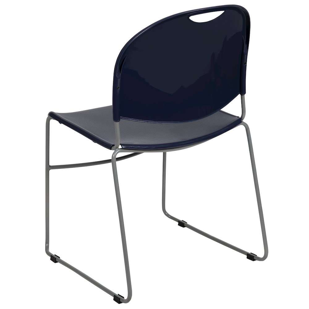 880 lb. Capacity Navy Ultra-Compact Stack Chair with Silver Powder Coated Frame. Picture 7