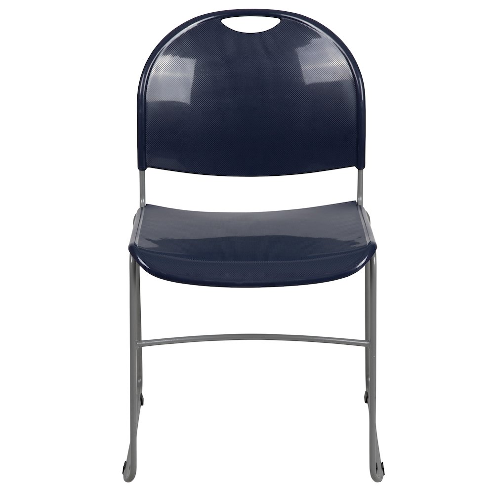 880 lb. Capacity Navy Ultra-Compact Stack Chair with Silver Powder Coated Frame. Picture 10